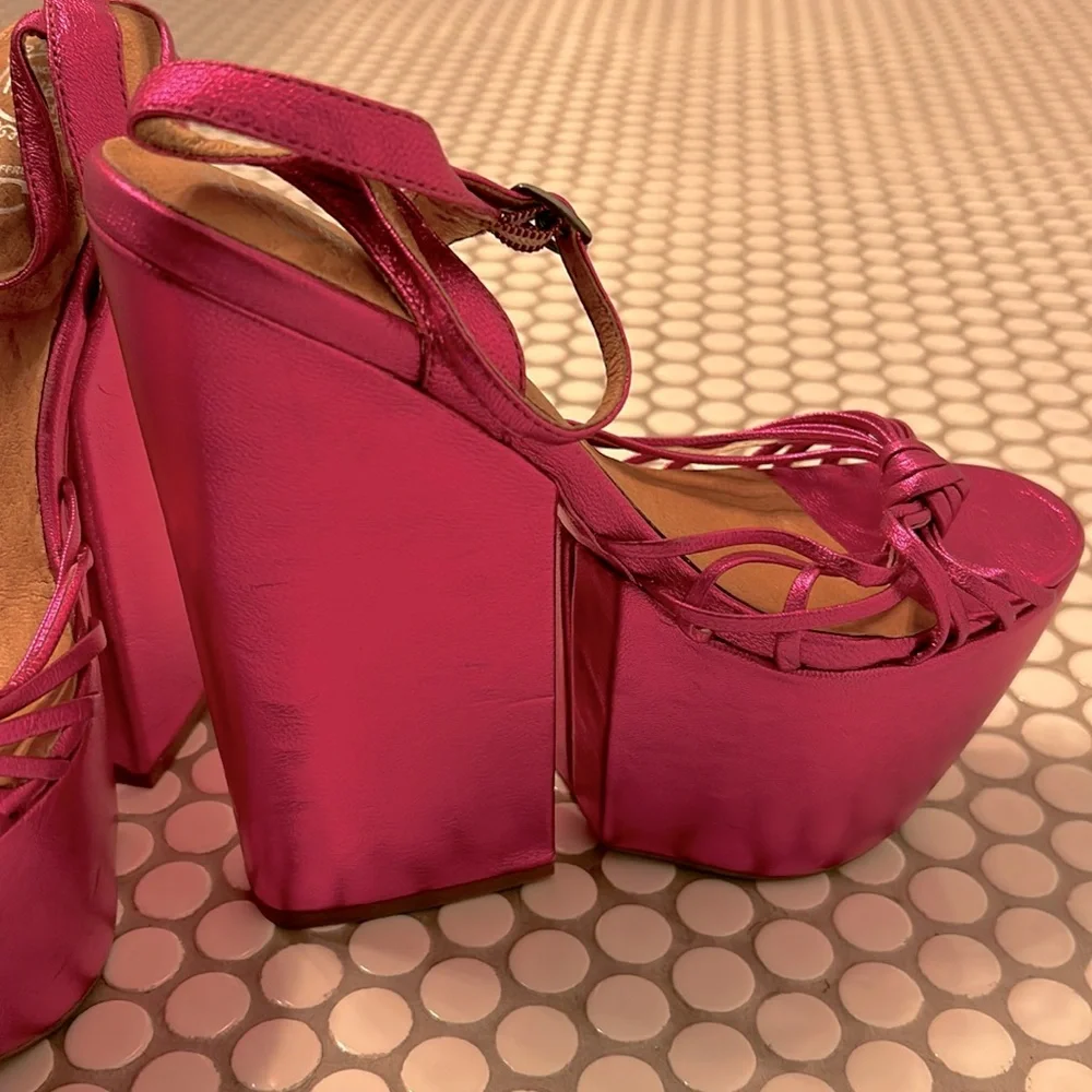Jeffrey Campbell Pink Metallic Disco Platform Size 7.5